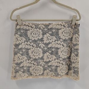 Anthropologie Judith March cream brocade lace overlay mini skirt size large